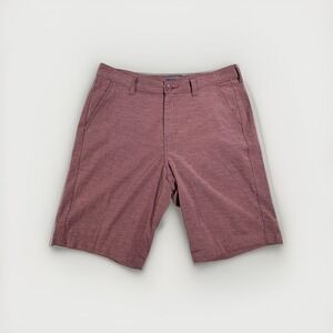 RGSTR Men's Shorts Size 32 Casual Heathered Burgundy Flat Front Golf Stretch 10"